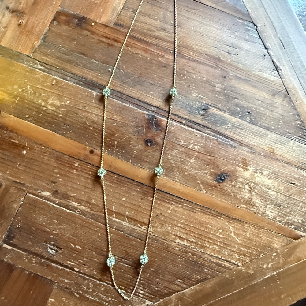 NWOT Kate Spade "LADY MARMALADE" Long Station Necklace Green rhinestone - Picture 2 of 7